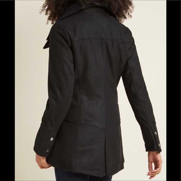 Modcloth Steve Madden Diagonal Alley Asymmetrical Black Wool Peacoat - Picture 6 of 17